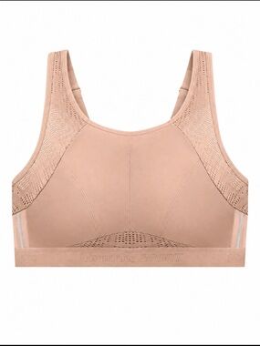 GLAMORISE Sport NO-SWEAT Mesh WIRELESS Sports Bra 1068 CAFE Size 34F NWOT